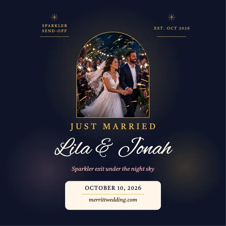 Lila and Jonah sparkler send-off post template