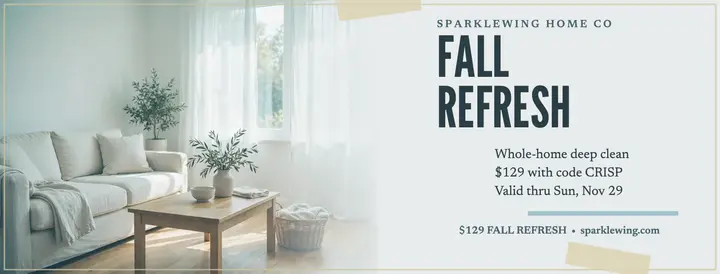 Sparklewing fall refresh cleaning cover: cleaning service facebook cover template