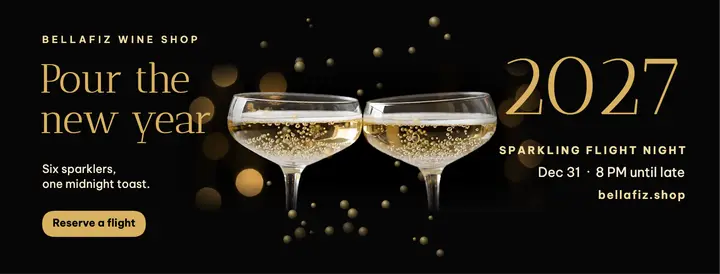 Bellafiz wine shop New Year's Eve sparkling flight cover: new year's eve sparkling tasting cover template