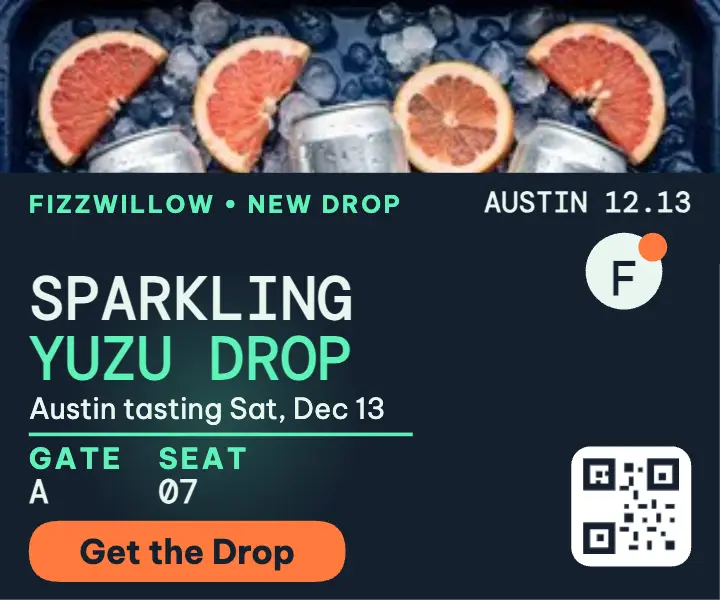 Fizzwillow sparkling yuzu pass ad: sparkling tea launch ad template