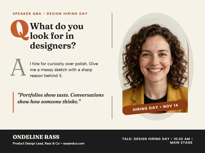 Ondeline Rass speaker Q&A hiring slide template