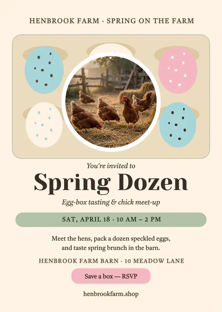 Henbrook Farm Spring Dozen invitation template
