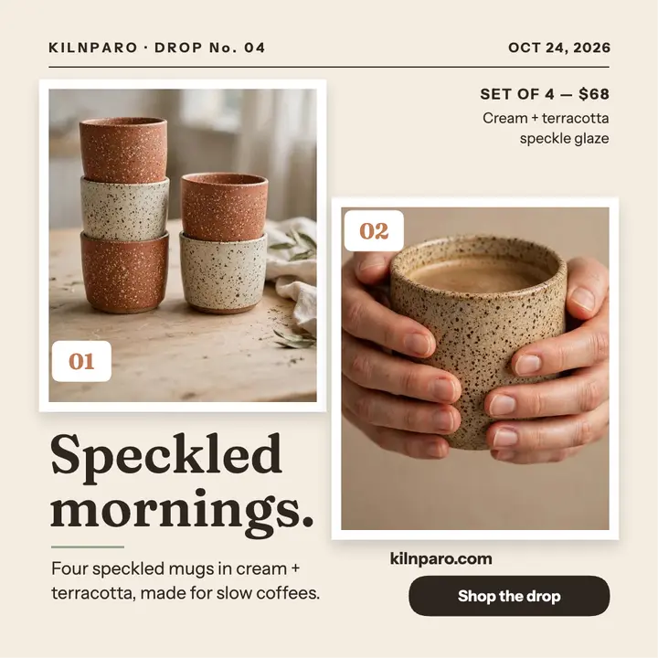 Kilnparo speckled mug drop square post template
