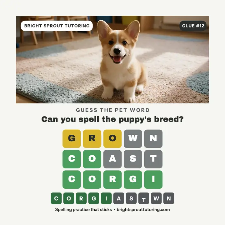Spelling tiles pet word game template