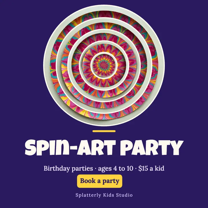 Splatterly spin-art birthday party post: spin art birthday party post template