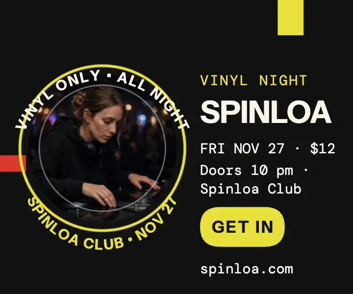 Spinloa vinyl DJ night orbit ad template