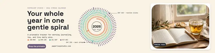 Paperloop 2026 spiral streak calendar banner template