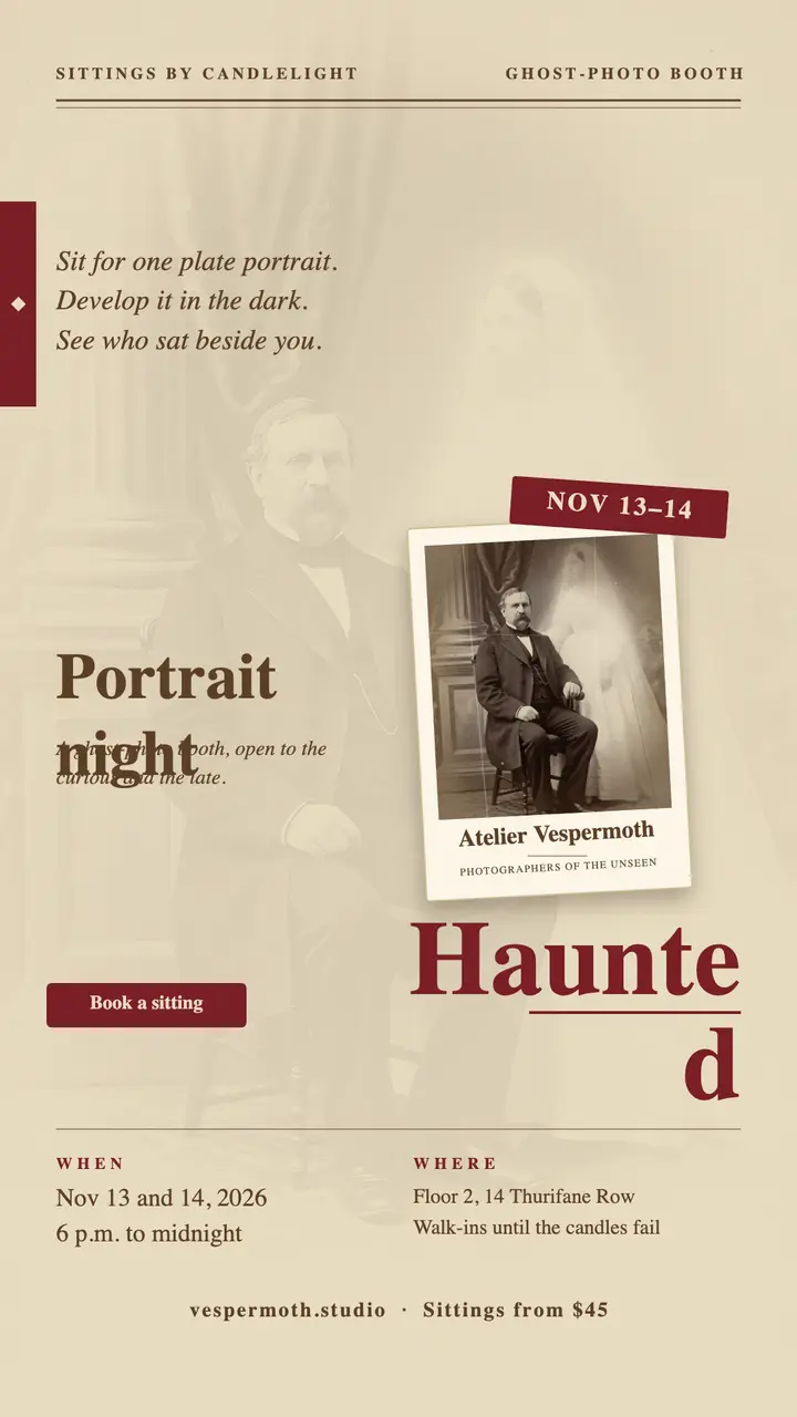 Haunted portrait night, spirit photograph story template