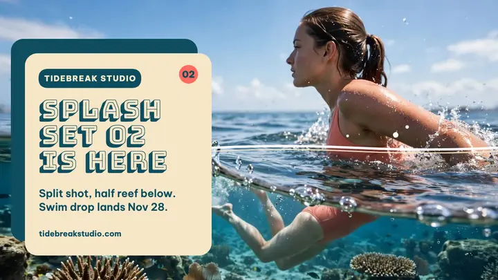 Splash Set swim drop split thumbnail template