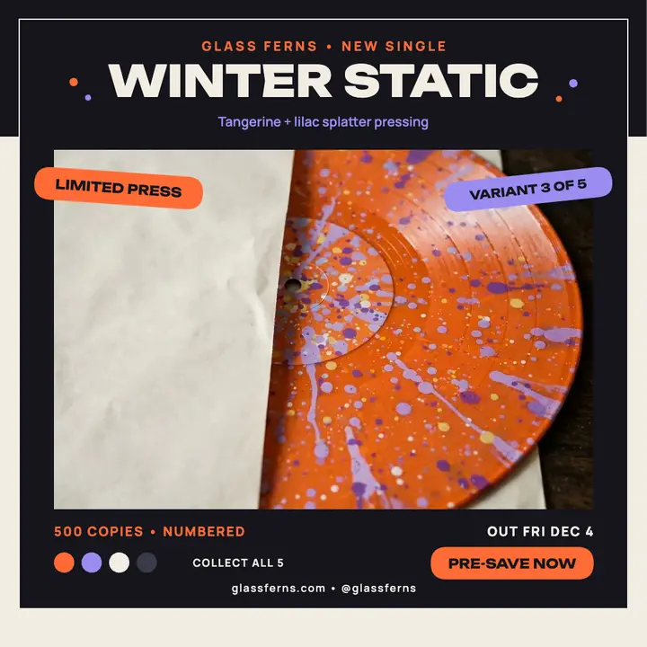 Glass Ferns splatter vinyl single drop template