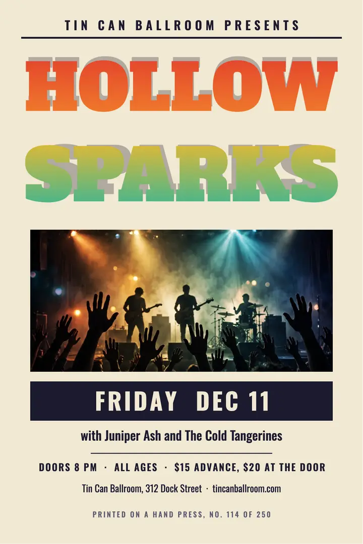 Hollow Sparks split-fountain gig poster template