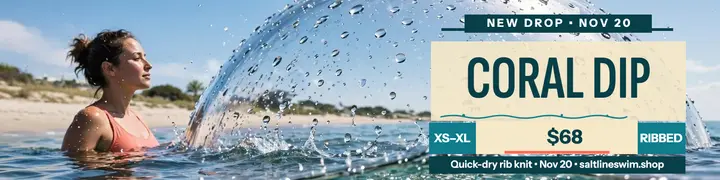 Saltline Swim Coral Dip drop waterline banner template