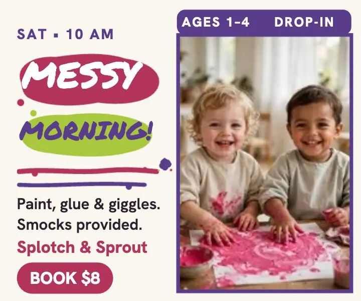 Splotch and Sprout messy morning ad template