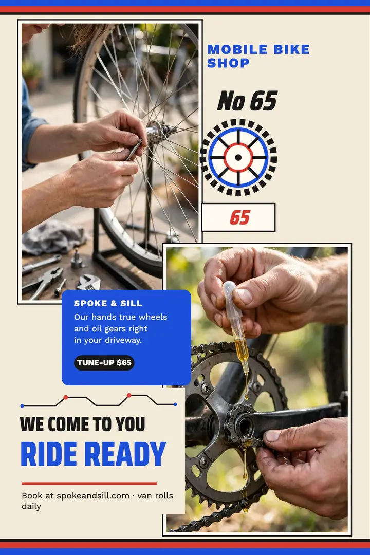 Spoke and Sill mobile bike repair poster template