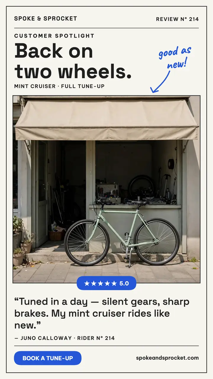 Spoke and Sprocket repair spotlight story template