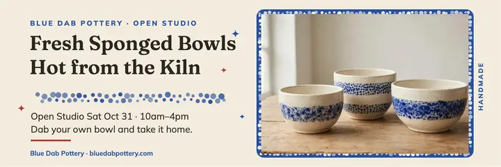 Blue Dab Pottery open studio header template