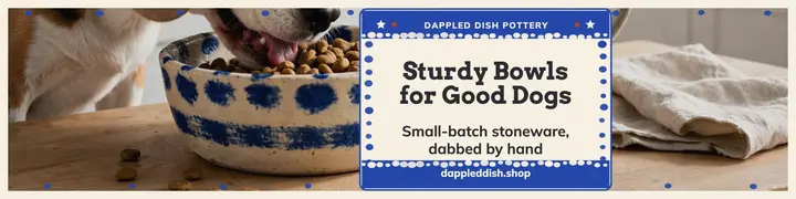 Dappled Dish pet bowl banner: pet bowl pottery banner template