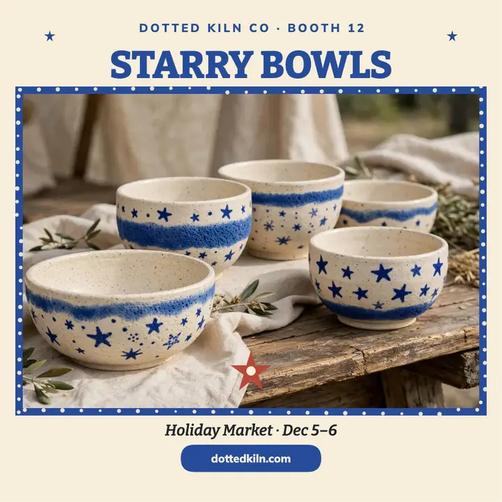 Dotted Kiln spongeware bowls market post template