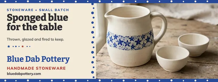 Blue Dab Pottery spongeware cover template