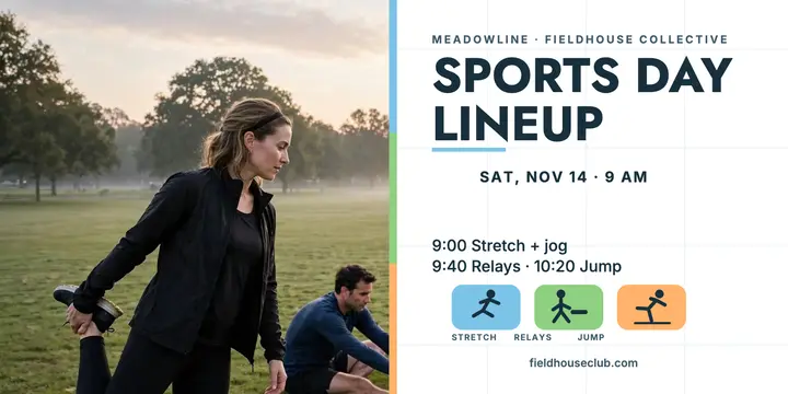 Meadowline Sports Day morning lineup post template