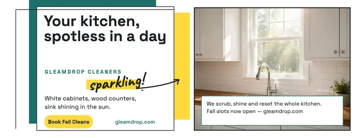 Gleamdrop spotless kitchen cover template