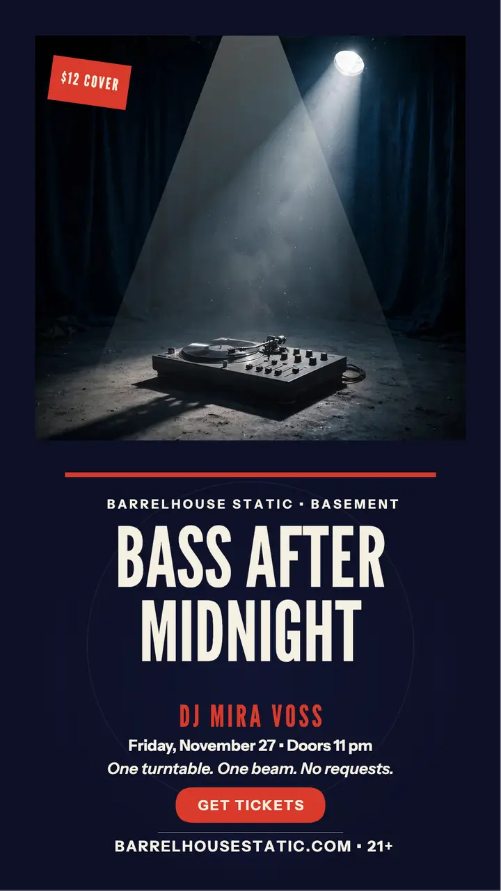 Barrelhouse Static DJ night spotlight story template