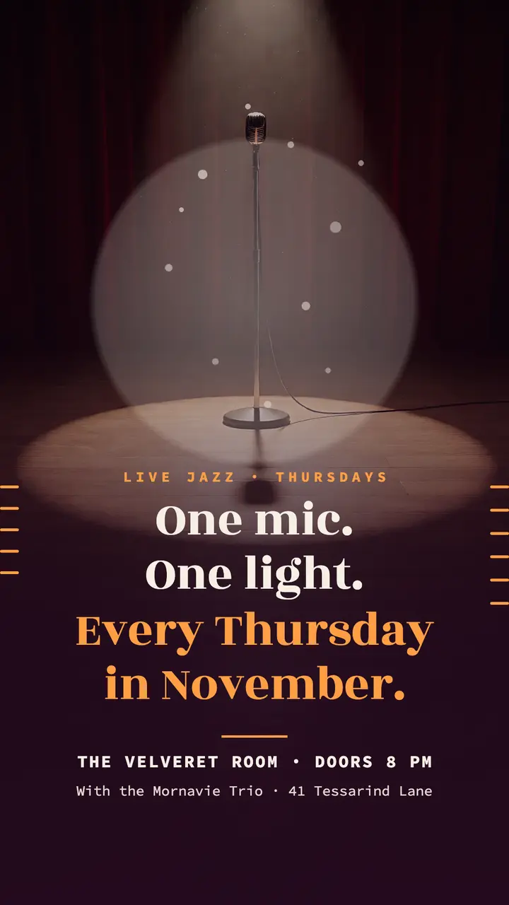 Live jazz Thursdays story, spotlight mic template