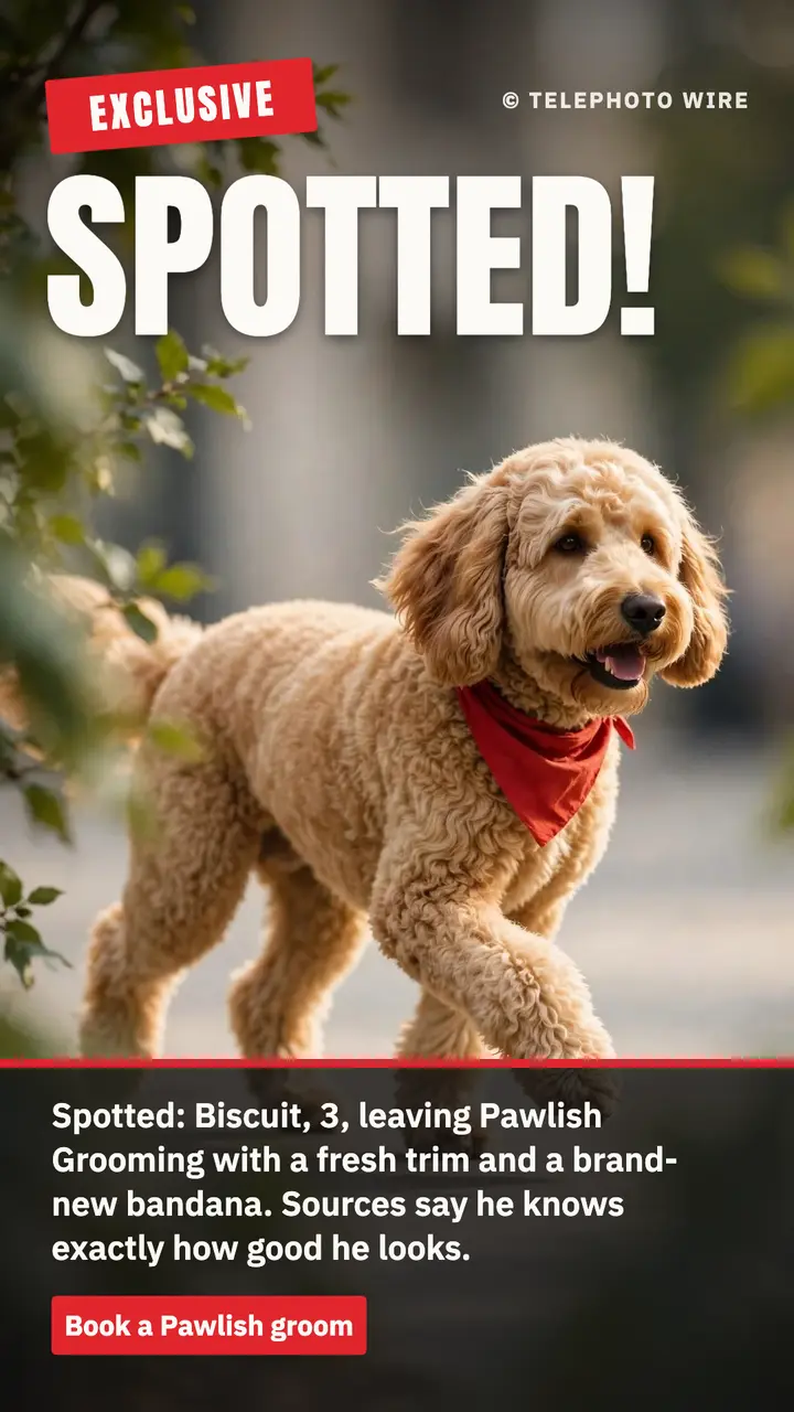 Spotted groomer pup story template