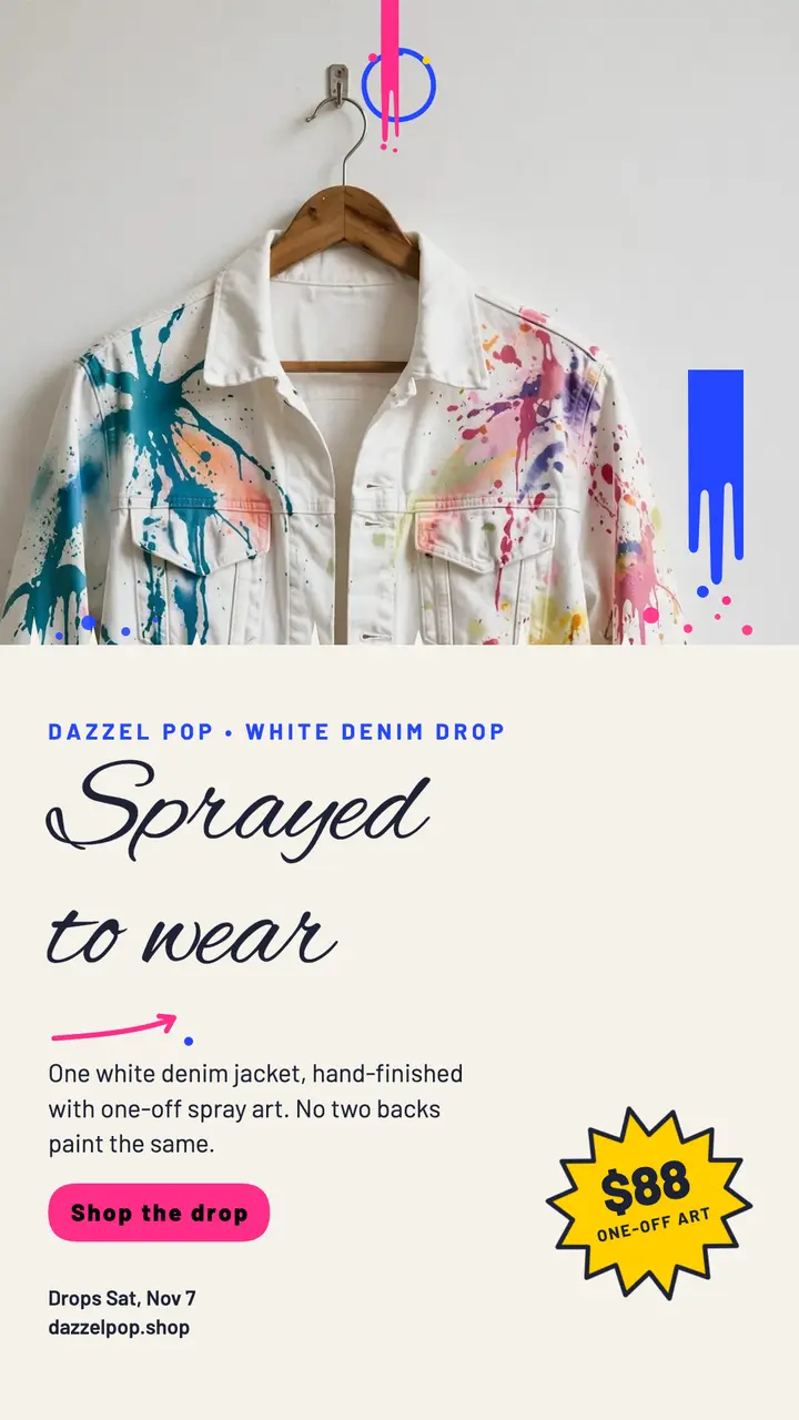 Dazzel Pop spray denim drop story template