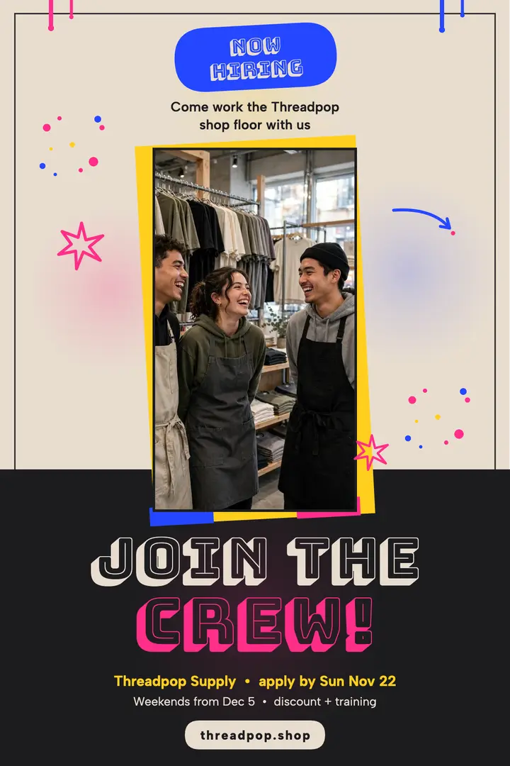 Threadpop weekend crew spray hiring poster template