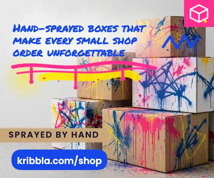 Kribbla hand-sprayed packaging studio ad template