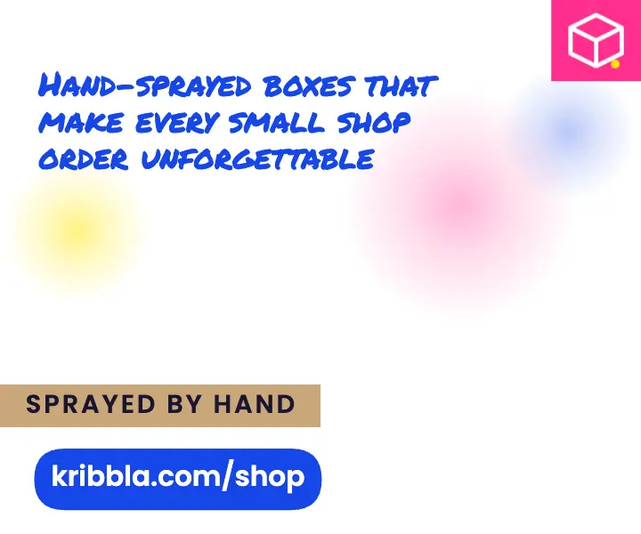 Kribbla hand-sprayed packaging studio ad template