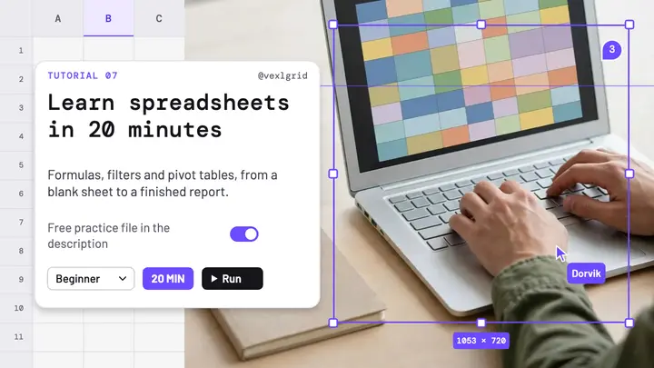 Spreadsheet tutorial thumbnail, UI fragments template