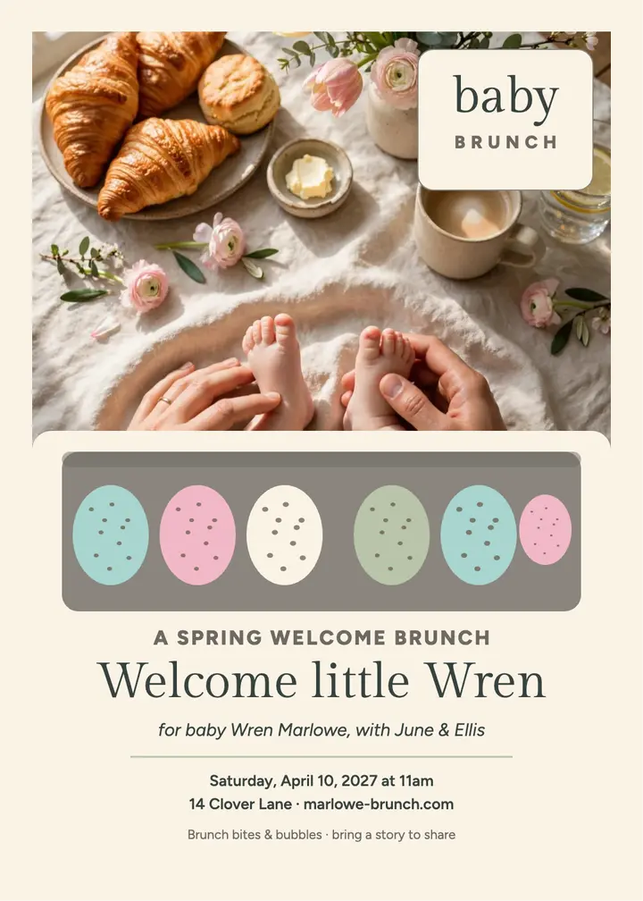 Spring baby brunch invitation with egg carton template