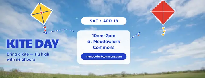 Meadowlark Commons kite day cover: kite day facebook cover template