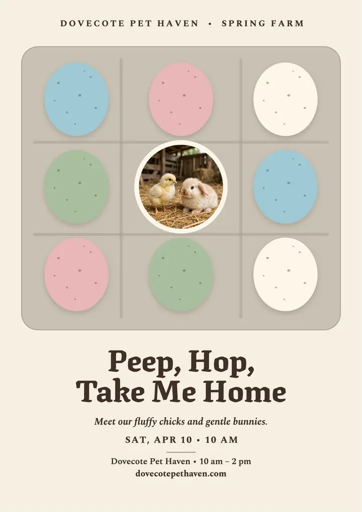 Dovecote spring adoption day egg flyer template