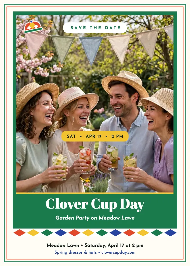 Clover Cup garden party invitation template