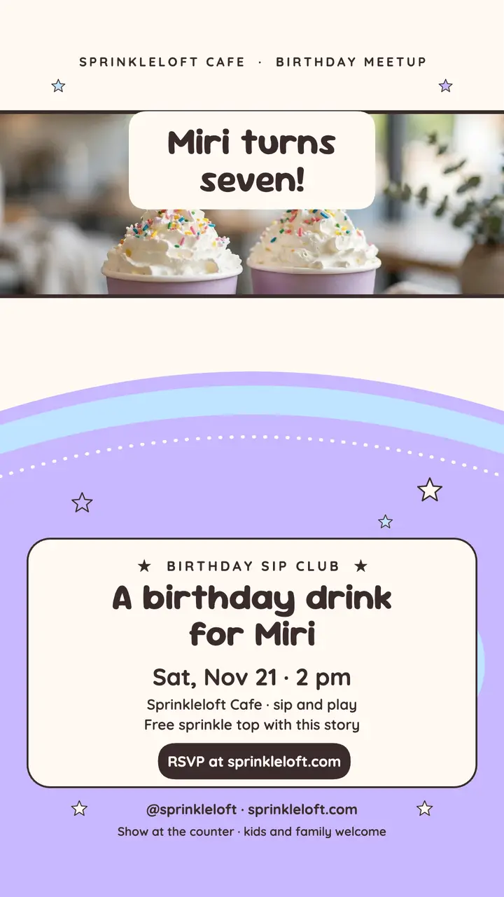 Sprinkleloft birthday sleeve story, Miri template