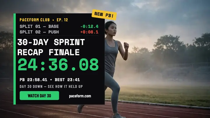 Paceform Club 30-day sprint recap thumbnail template