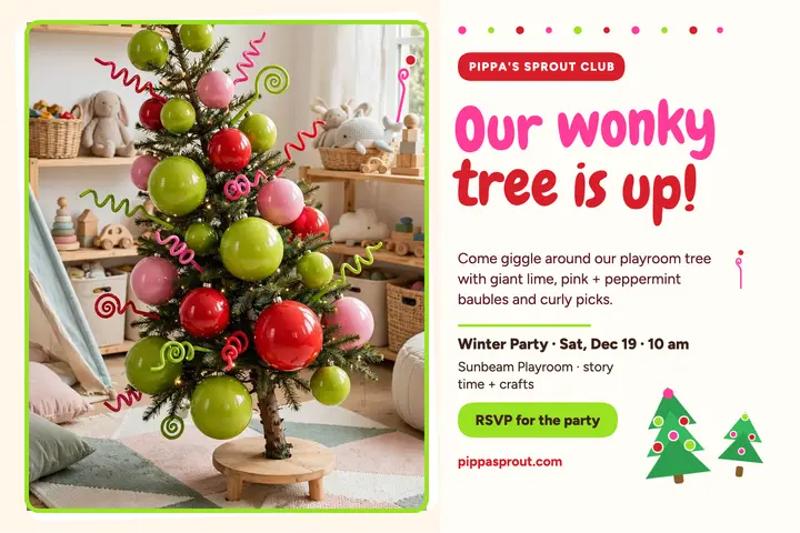Pippa's Sprout Club wonky tree postcard template