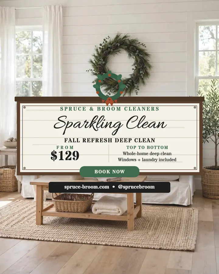 Spruce and Broom farmhouse clean promo template
