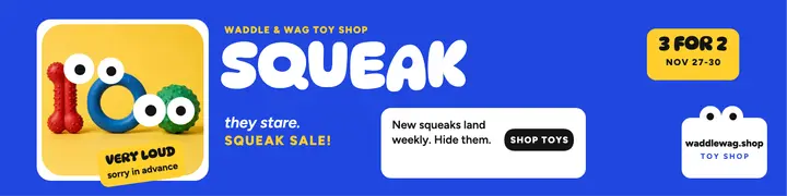 Waddle and Wag squeaky toy banner template
