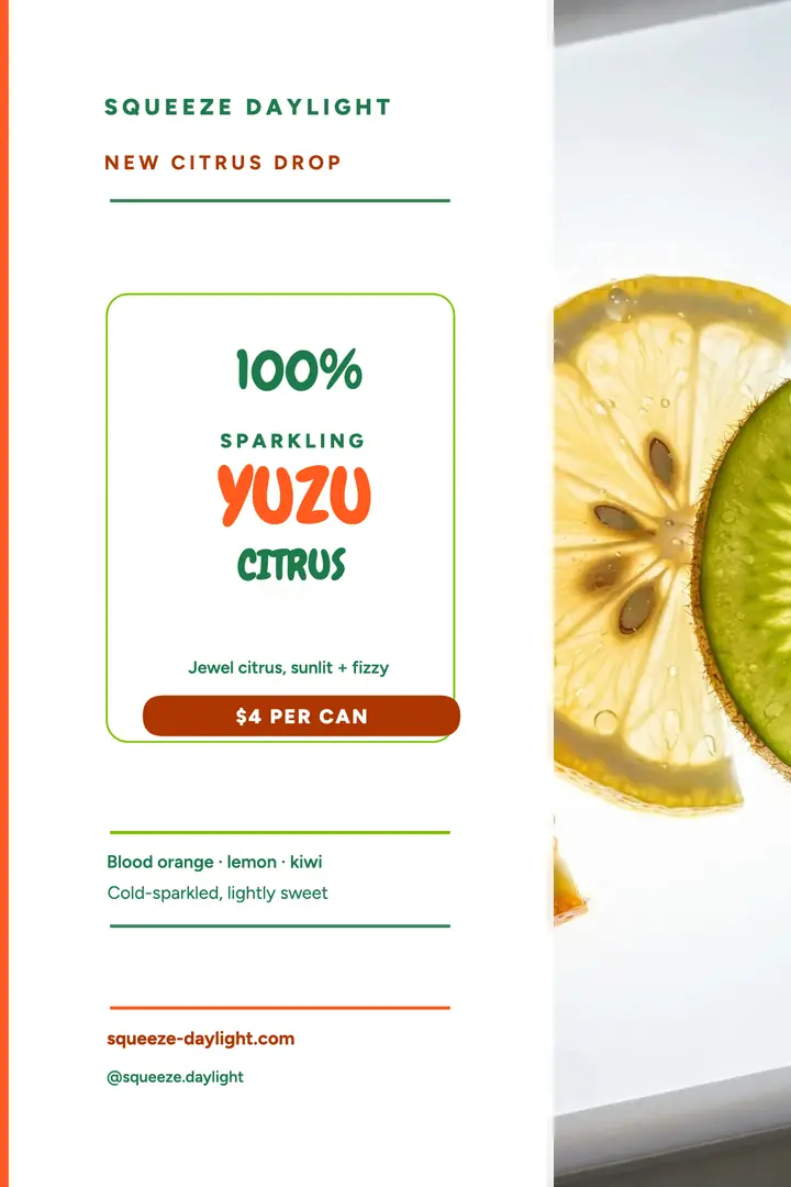 Squeeze Daylight sparkling yuzu launch poster template