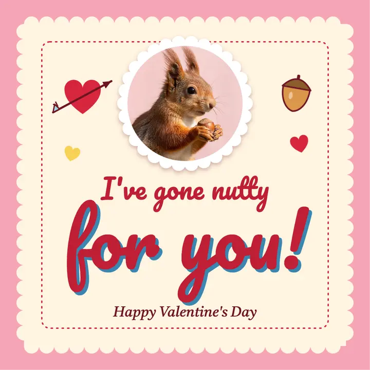 Gone nutty squirrel valentine pun post template