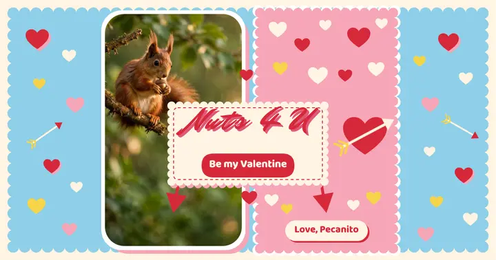 Squirrel Nuts 4 U Valentine pun card template