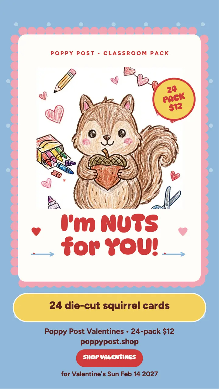 Squirrel valentine classroom pack story template
