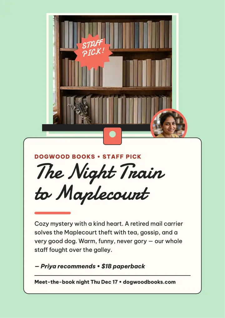 Dogwood staff pick mystery flyer template