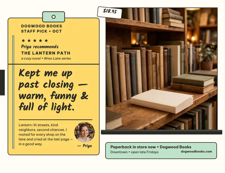 Dogwood staff pick flyer, The Lantern Path template
