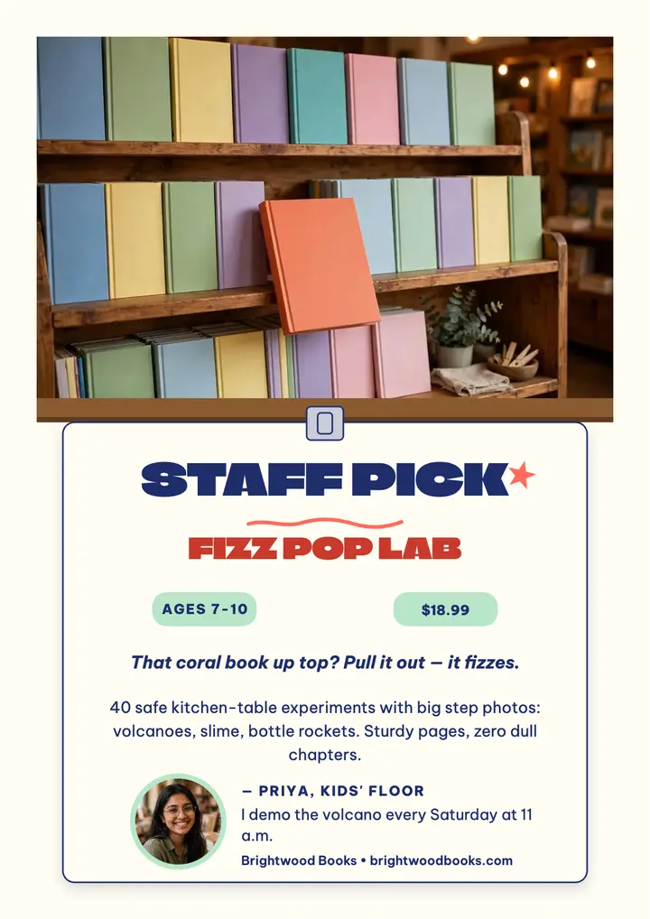 Brightwood staff pick science book flyer template
