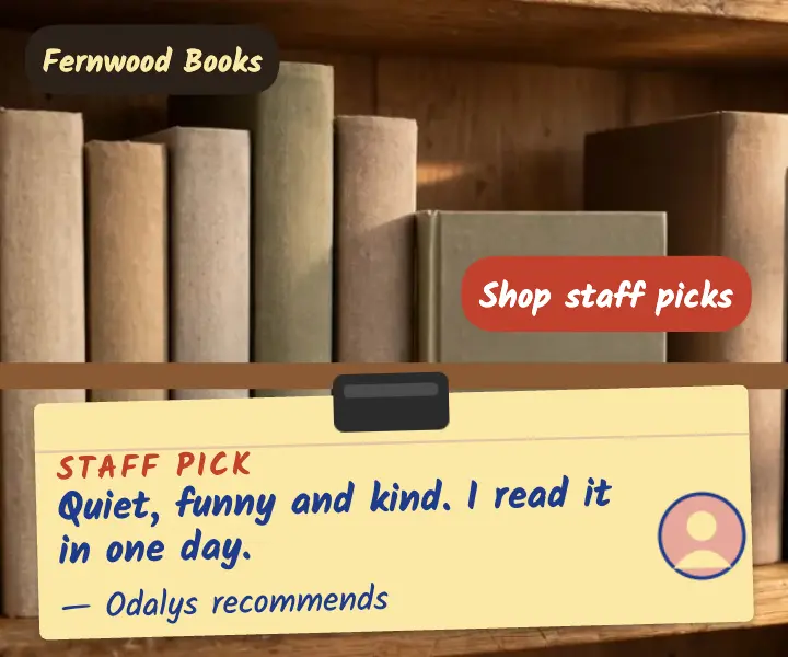 Fernwood Books staff pick shelf talker template
